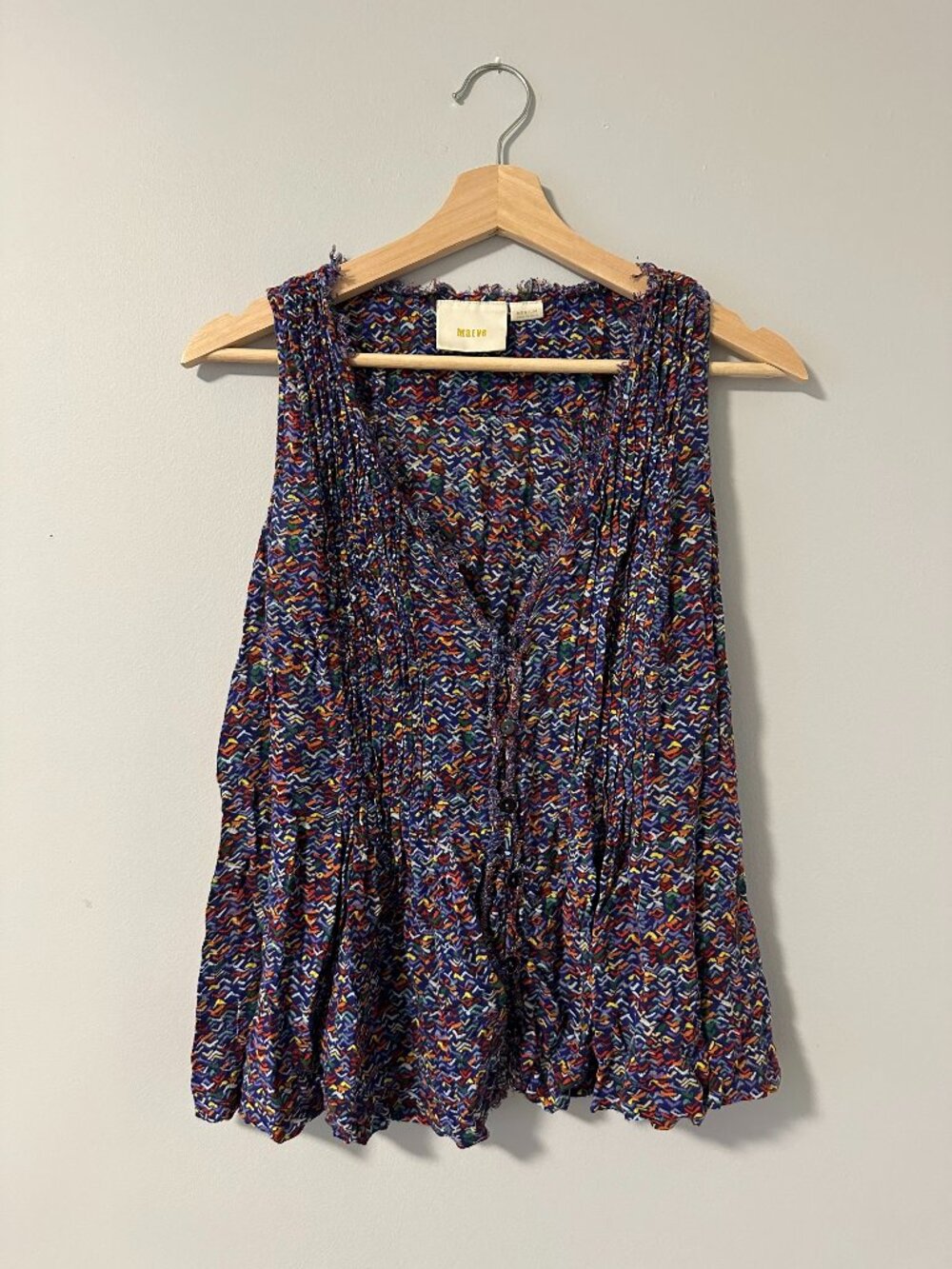 Maeve Anthropologie Blue Multi-Color Sleeveless Blouse Size Medium